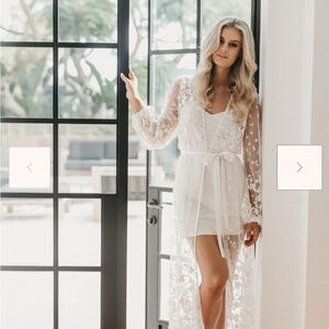 Adele Lace Maxi Bridal Robe with Slip